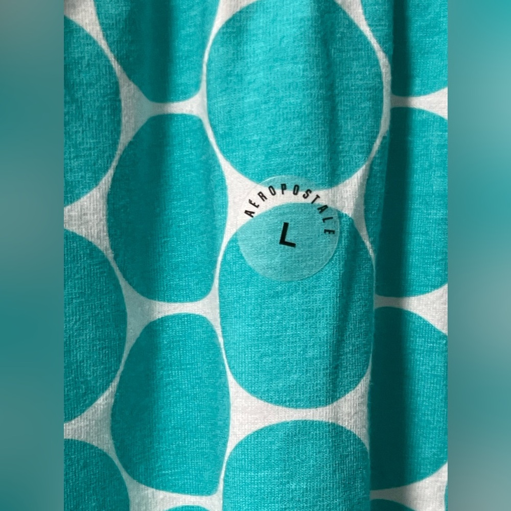 NWT: AEROPOSTALE Teal & White Polka Dot VNeck Adjustable Straps Size Large - Picture 4 of 8